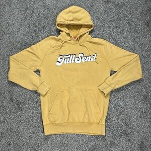 Full Send Hoodie Men Small Yellow Spellout Pullover Sweater Sweatshirt Nelk Boys